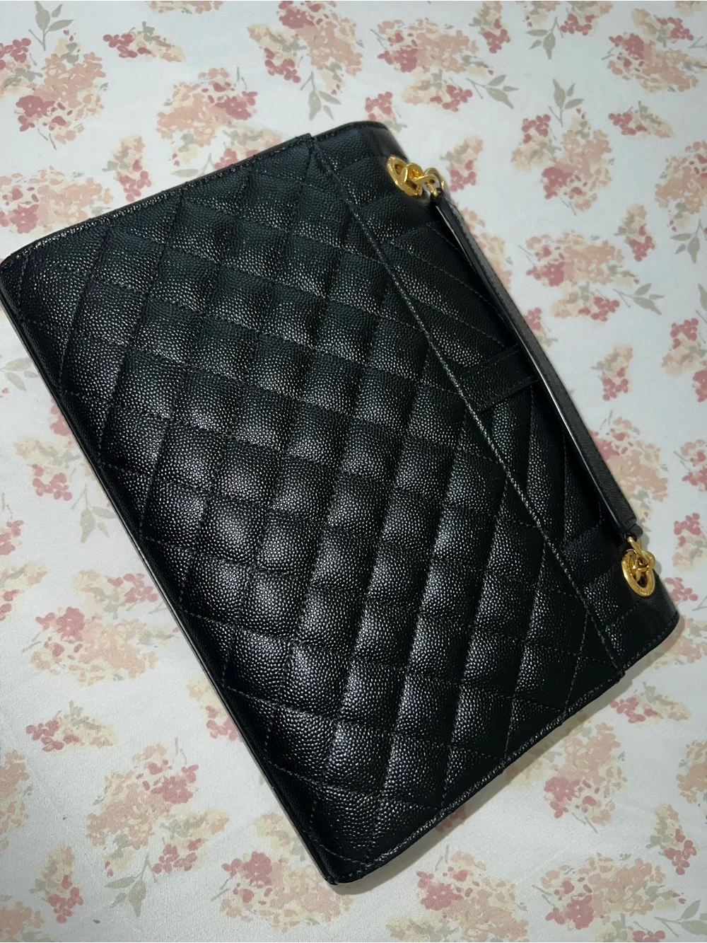 Yves Saint Laurent Black Quilted Leather Shoulder Bag with Gold Logo - Picture 5 of 5